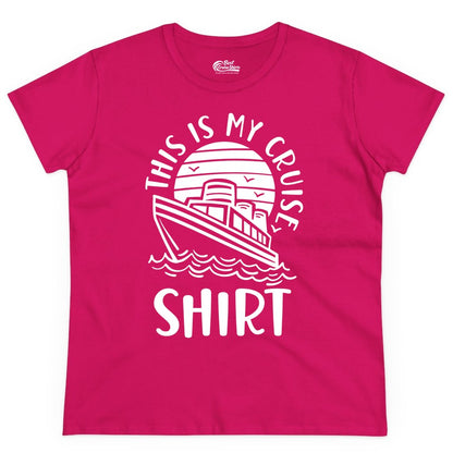 This Is My Cruise Shirt - Funny Cruise Ship Shirt for Vacation (Ladies Tee) in Heliconia - This Is My Cruise Shirt - Funny Cruise Ship Sun Ocean T-Shirt Design