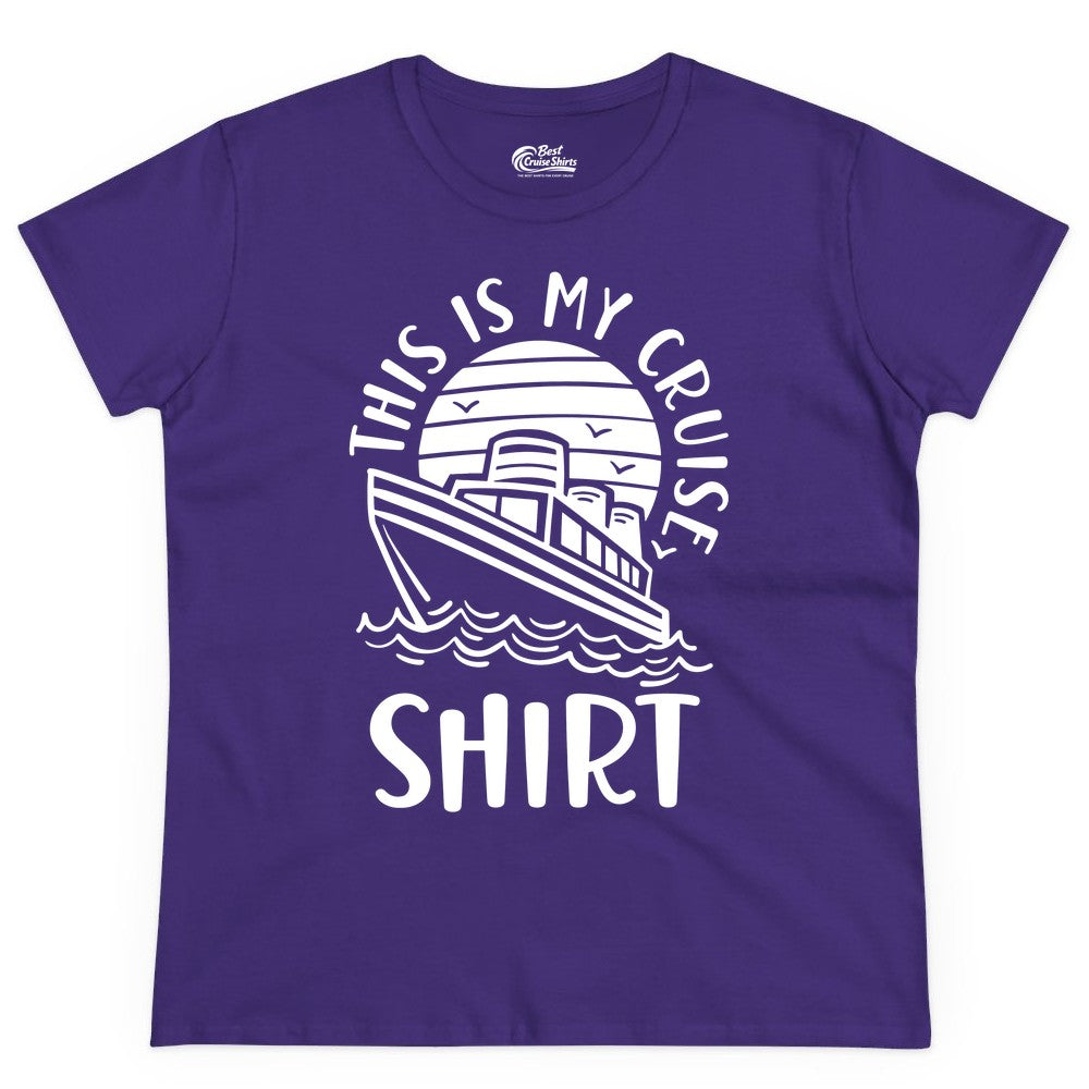 This Is My Cruise Shirt - Funny Cruise Ship Shirt for Vacation (Ladies Tee) in Purple - This Is My Cruise Shirt - Funny Cruise Ship Sun Ocean T-Shirt Design
