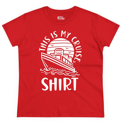 This Is My Cruise Shirt - Funny Cruise Ship Shirt for Vacation (Ladies Tee) in Red - This Is My Cruise Shirt - Funny Cruise Ship Sun Ocean T-Shirt Design