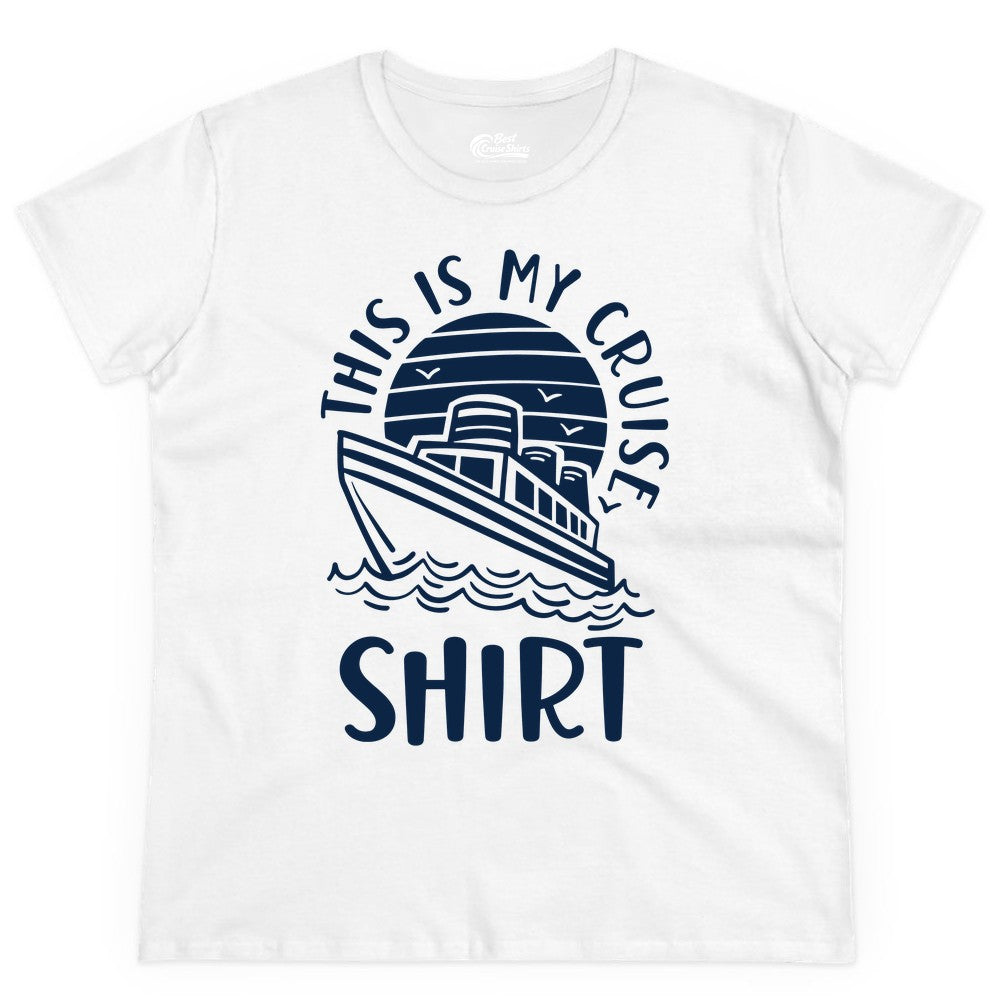 This Is My Cruise Shirt - Funny Cruise Ship Shirt for Vacation (Ladies Tee) in White - This Is My Cruise Shirt - Funny Cruise Ship Sun Ocean T-Shirt Design