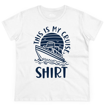 This Is My Cruise Shirt - Funny Cruise Ship Shirt for Vacation (Ladies Tee) in White - This Is My Cruise Shirt - Funny Cruise Ship Sun Ocean T-Shirt Design