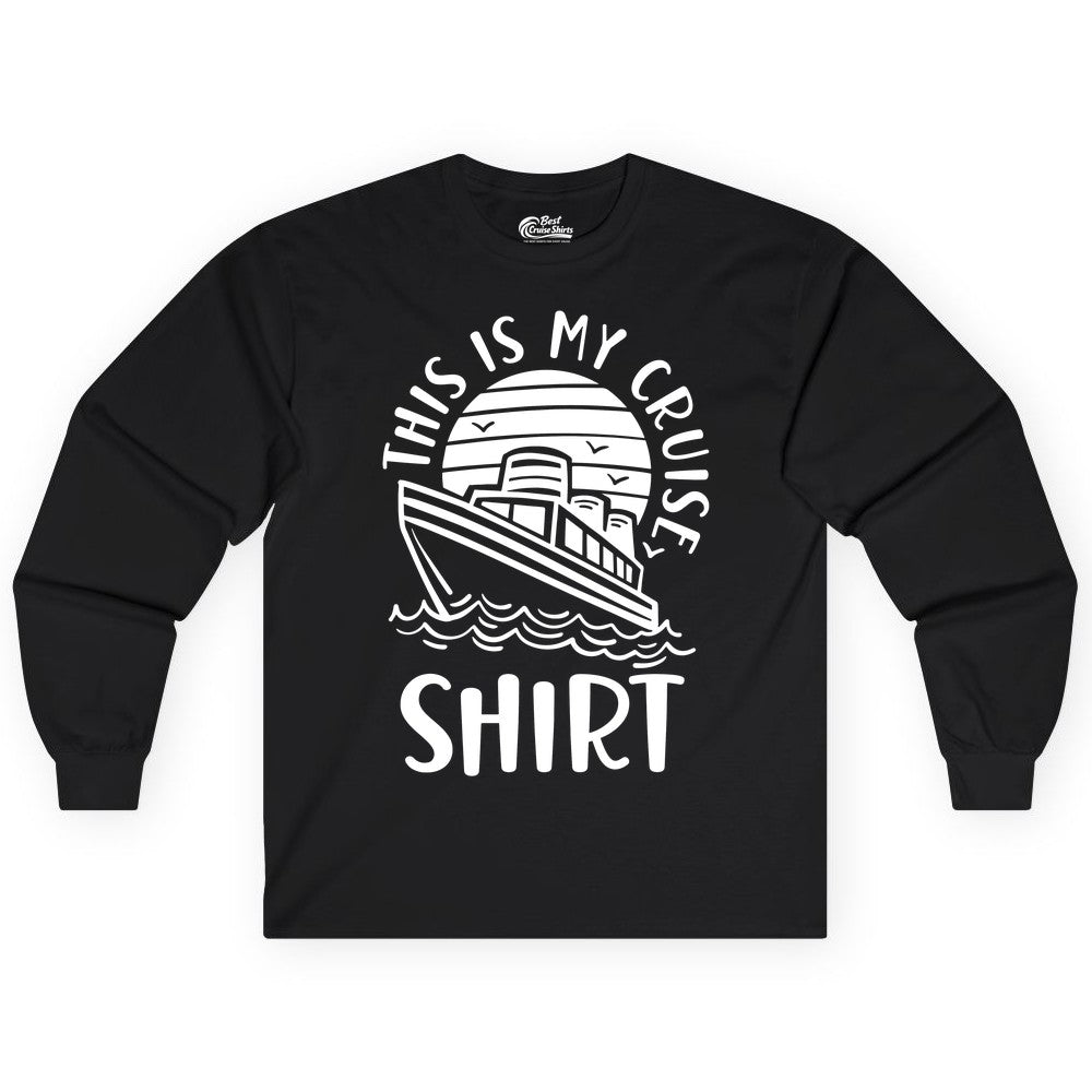 This Is My Cruise Shirt - Funny Cruise Ship Shirt for Vacation (Long Sleeve) in Black - This Is My Cruise Shirt - Funny Cruise Ship Sun Ocean T-Shirt Design