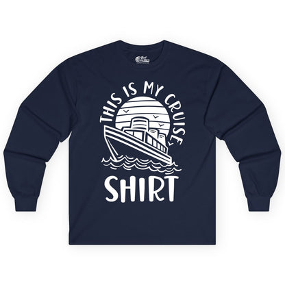 This Is My Cruise Shirt - Funny Cruise Ship Shirt for Vacation (Long Sleeve) in Navy - This Is My Cruise Shirt - Funny Cruise Ship Sun Ocean T-Shirt Design
