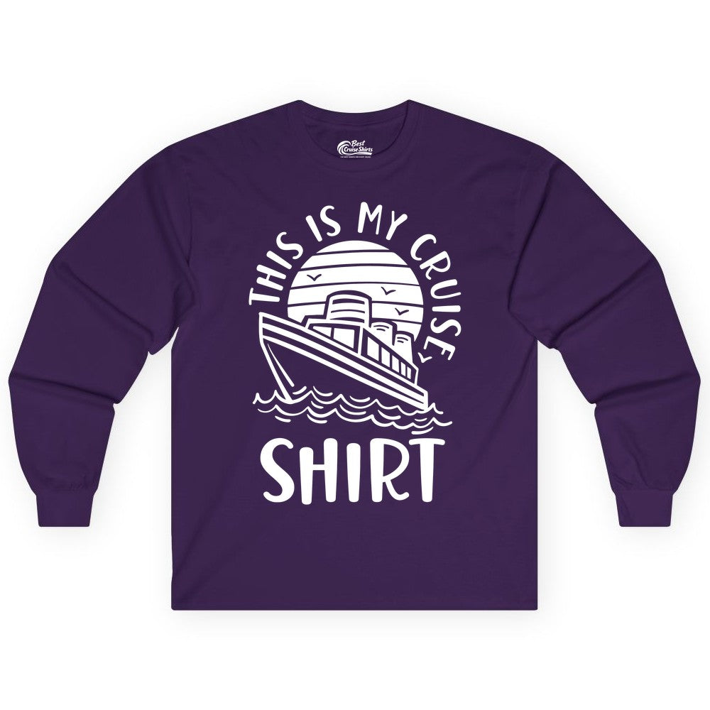 This Is My Cruise Shirt - Funny Cruise Ship Shirt for Vacation (Long Sleeve) in Purple - This Is My Cruise Shirt - Funny Cruise Ship Sun Ocean T-Shirt Design