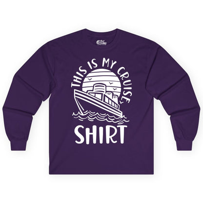 This Is My Cruise Shirt - Funny Cruise Ship Shirt for Vacation (Long Sleeve) in Purple - This Is My Cruise Shirt - Funny Cruise Ship Sun Ocean T-Shirt Design