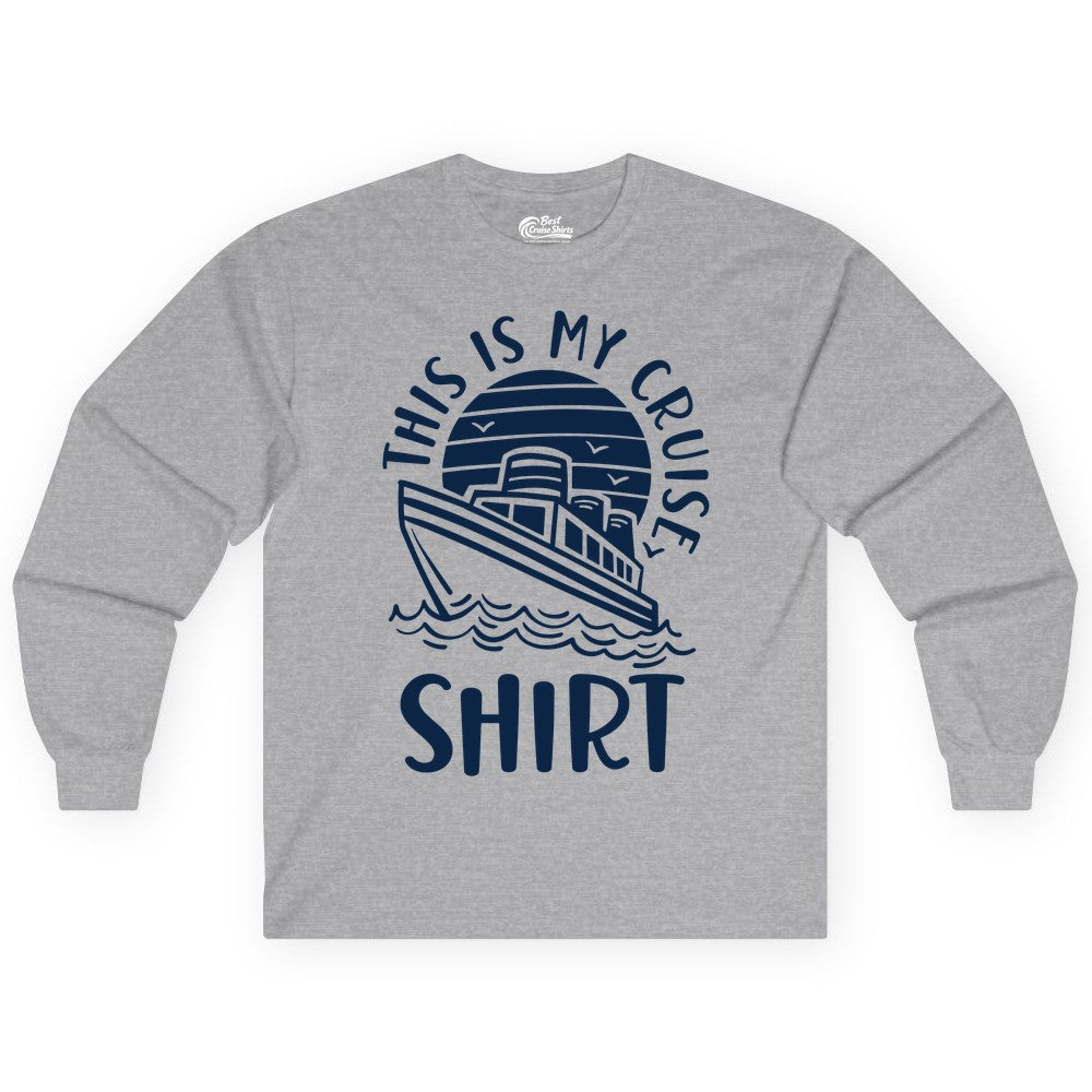 This Is My Cruise Shirt - Funny Cruise Ship Shirt for Vacation (Long Sleeve) in Sport Grey - This Is My Cruise Shirt - Funny Cruise Ship Sun Ocean T-Shirt Design