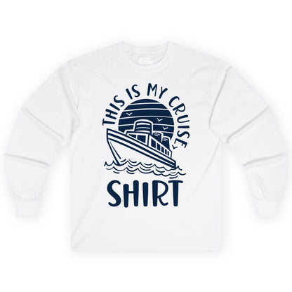 This Is My Cruise Shirt - Funny Cruise Ship Shirt for Vacation (Long Sleeve) in White - This Is My Cruise Shirt - Funny Cruise Ship Sun Ocean T-Shirt Design