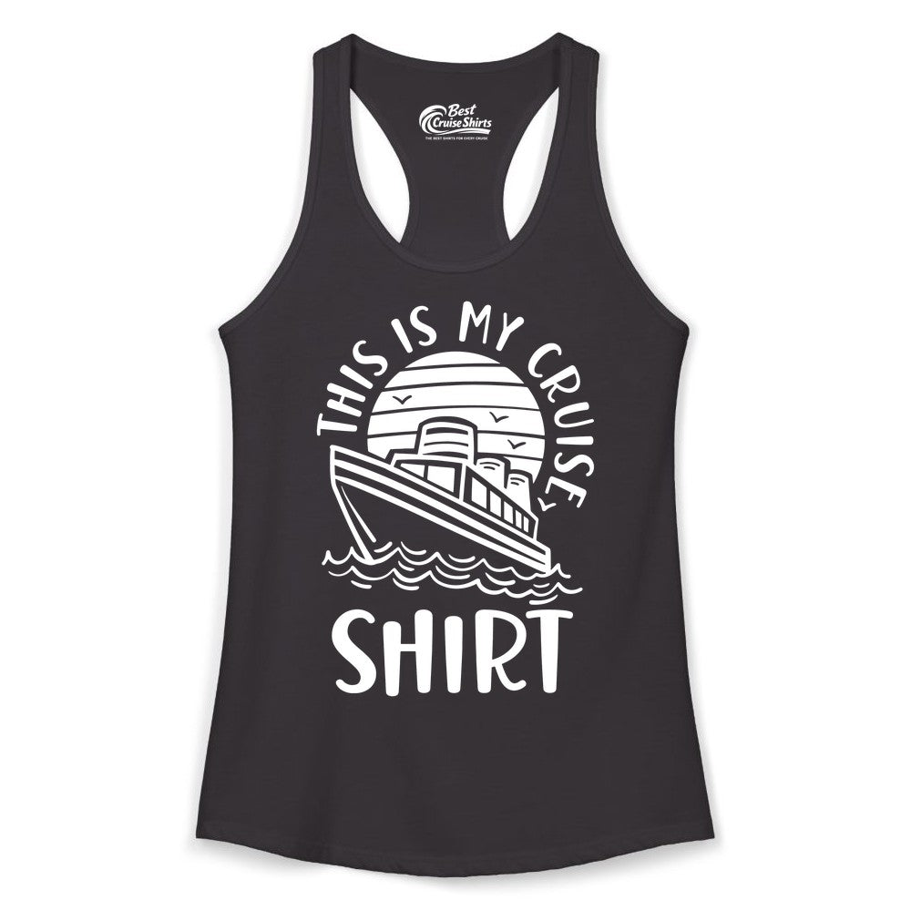 This Is My Cruise Shirt - Funny Cruise Ship Shirt for Vacation (Ladies Tank) in Black - This Is My Cruise Shirt - Funny Cruise Ship Sun Ocean T-Shirt Design