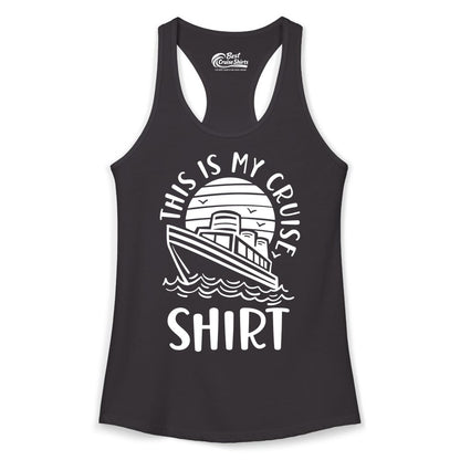 This Is My Cruise Shirt - Funny Cruise Ship Shirt for Vacation (Ladies Tank) in Black - This Is My Cruise Shirt - Funny Cruise Ship Sun Ocean T-Shirt Design