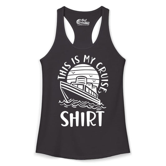 This Is My Cruise Shirt - Funny Cruise Ship Shirt for Vacation (Ladies Tank) in Black - This Is My Cruise Shirt - Funny Cruise Ship Sun Ocean T-Shirt Design