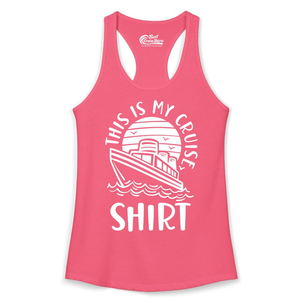 This Is My Cruise Shirt - Funny Cruise Ship Shirt for Vacation (Ladies Tank) in Hot Pink - This Is My Cruise Shirt - Funny Cruise Ship Sun Ocean T-Shirt Design
