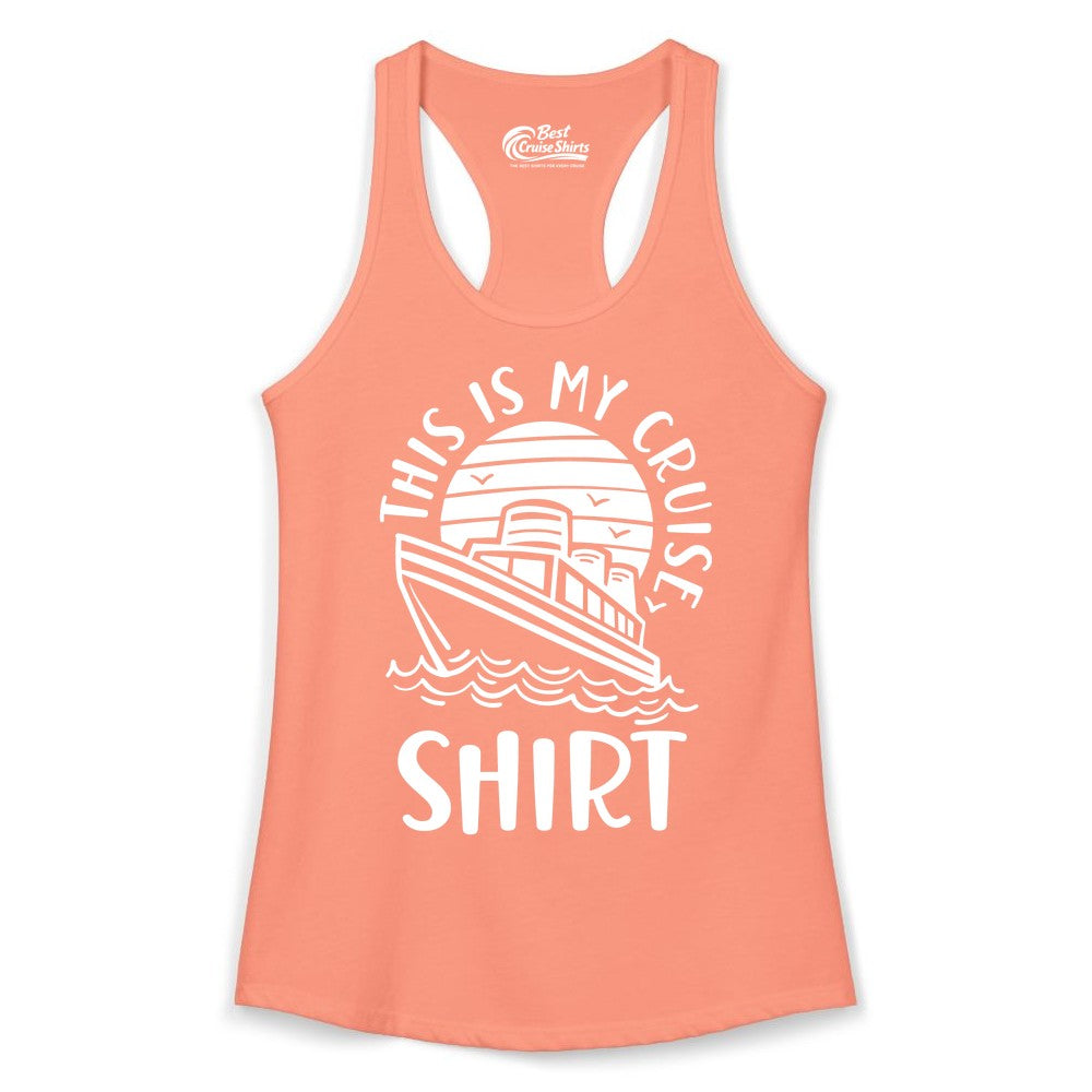 This Is My Cruise Shirt - Funny Cruise Ship Shirt for Vacation (Ladies Tank) in Solid Light Orange - This Is My Cruise Shirt - Funny Cruise Ship Sun Ocean T-Shirt Design