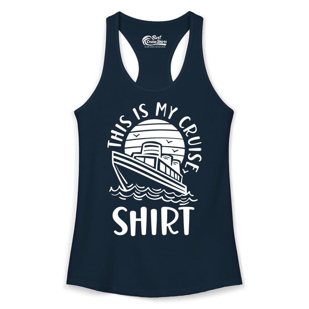 This Is My Cruise Shirt - Funny Cruise Ship Shirt for Vacation (Ladies Tank) in Solid Midnight Navy - This Is My Cruise Shirt - Funny Cruise Ship Sun Ocean T-Shirt Design