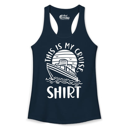 This Is My Cruise Shirt - Funny Cruise Ship Shirt for Vacation (Ladies Tank) in Solid Midnight Navy - This Is My Cruise Shirt - Funny Cruise Ship Sun Ocean T-Shirt Design