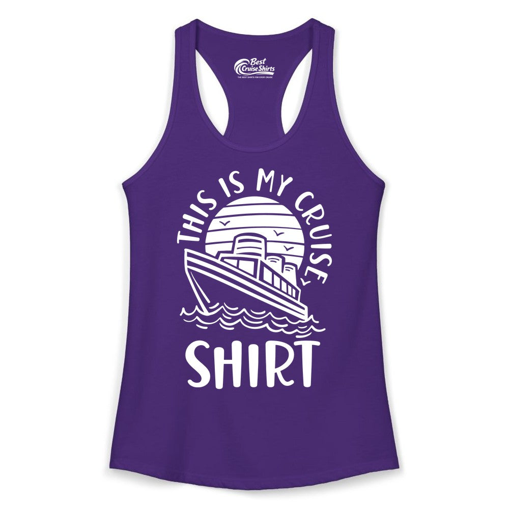 This Is My Cruise Shirt - Funny Cruise Ship Shirt for Vacation (Ladies Tank) in Solid Purple Rush - This Is My Cruise Shirt - Funny Cruise Ship Sun Ocean T-Shirt Design