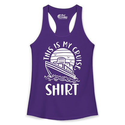 This Is My Cruise Shirt - Funny Cruise Ship Shirt for Vacation (Ladies Tank) in Solid Purple Rush - This Is My Cruise Shirt - Funny Cruise Ship Sun Ocean T-Shirt Design