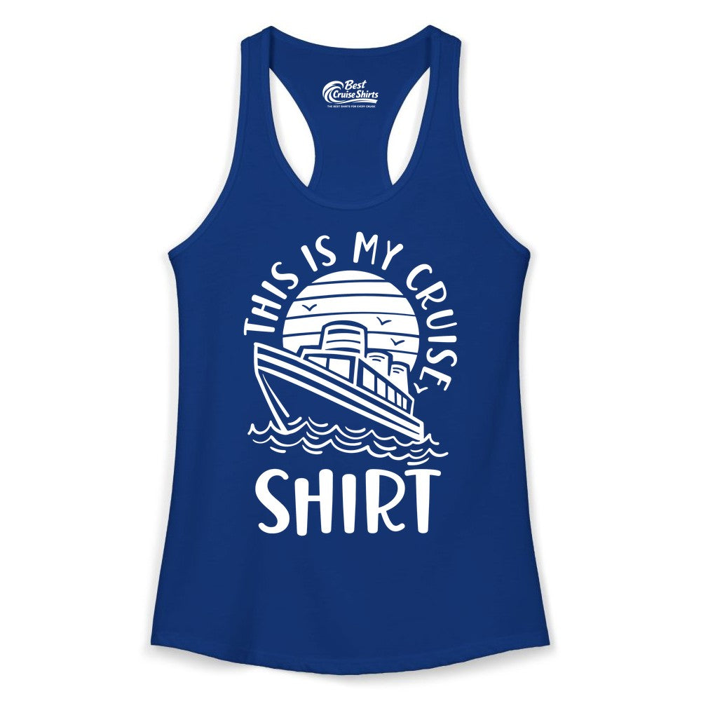 This Is My Cruise Shirt - Funny Cruise Ship Shirt for Vacation (Ladies Tank) in Solid Royal - This Is My Cruise Shirt - Funny Cruise Ship Sun Ocean T-Shirt Design