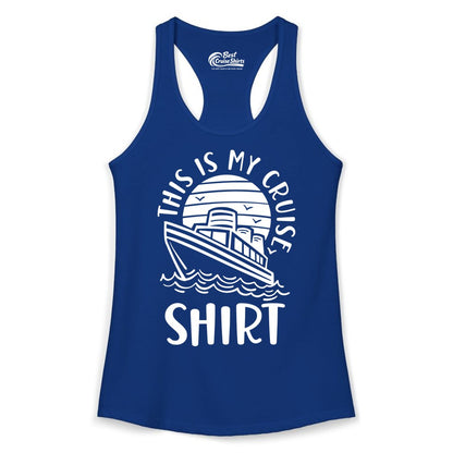 This Is My Cruise Shirt - Funny Cruise Ship Shirt for Vacation (Ladies Tank) in Solid Royal - This Is My Cruise Shirt - Funny Cruise Ship Sun Ocean T-Shirt Design