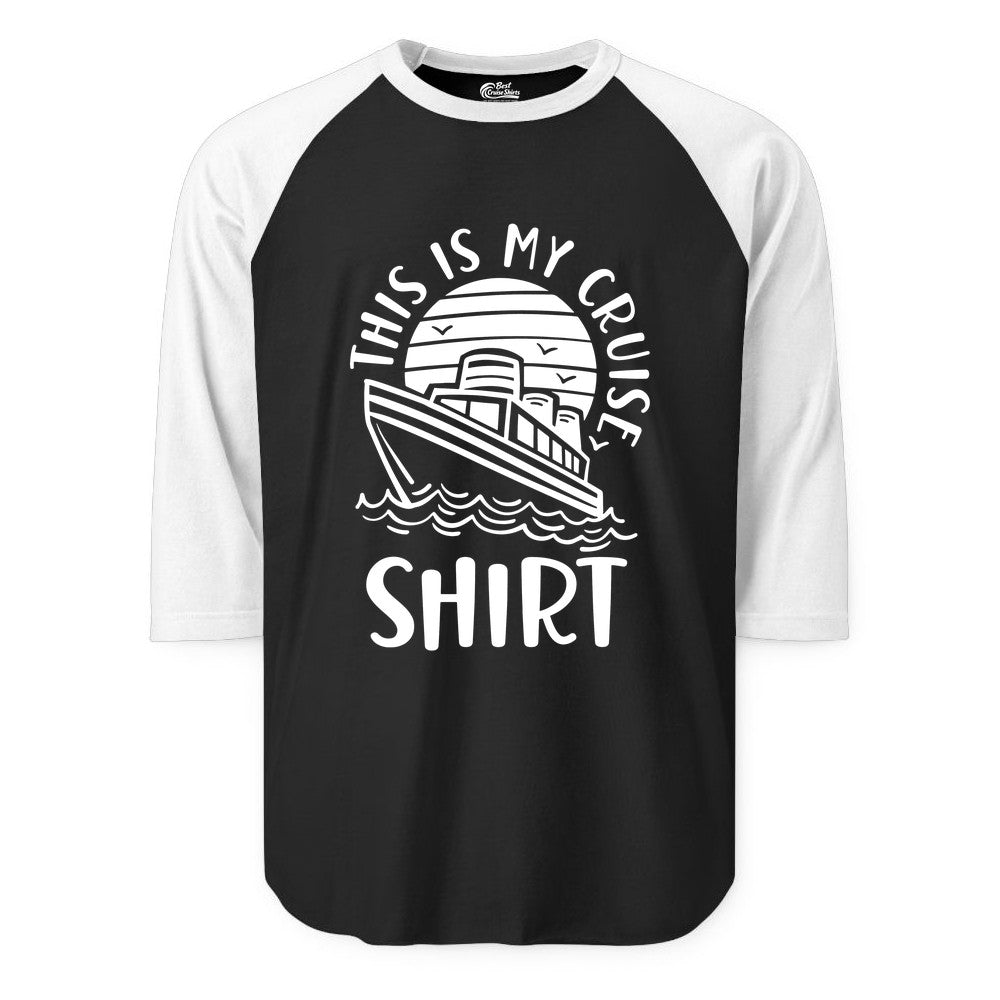This Is My Cruise Shirt - Funny Cruise Ship Shirt for Vacation (Raglan) in BlackWhite - This Is My Cruise Shirt - Funny Cruise Ship Sun Ocean T-Shirt Design
