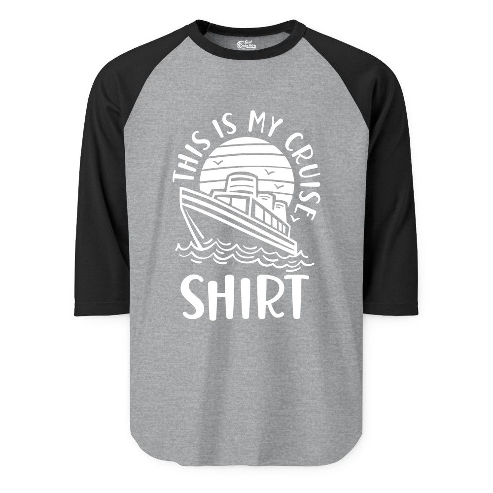 This Is My Cruise Shirt - Funny Cruise Ship Shirt for Vacation (Raglan) in Heather GreyBlack - This Is My Cruise Shirt - Funny Cruise Ship Sun Ocean T-Shirt Design