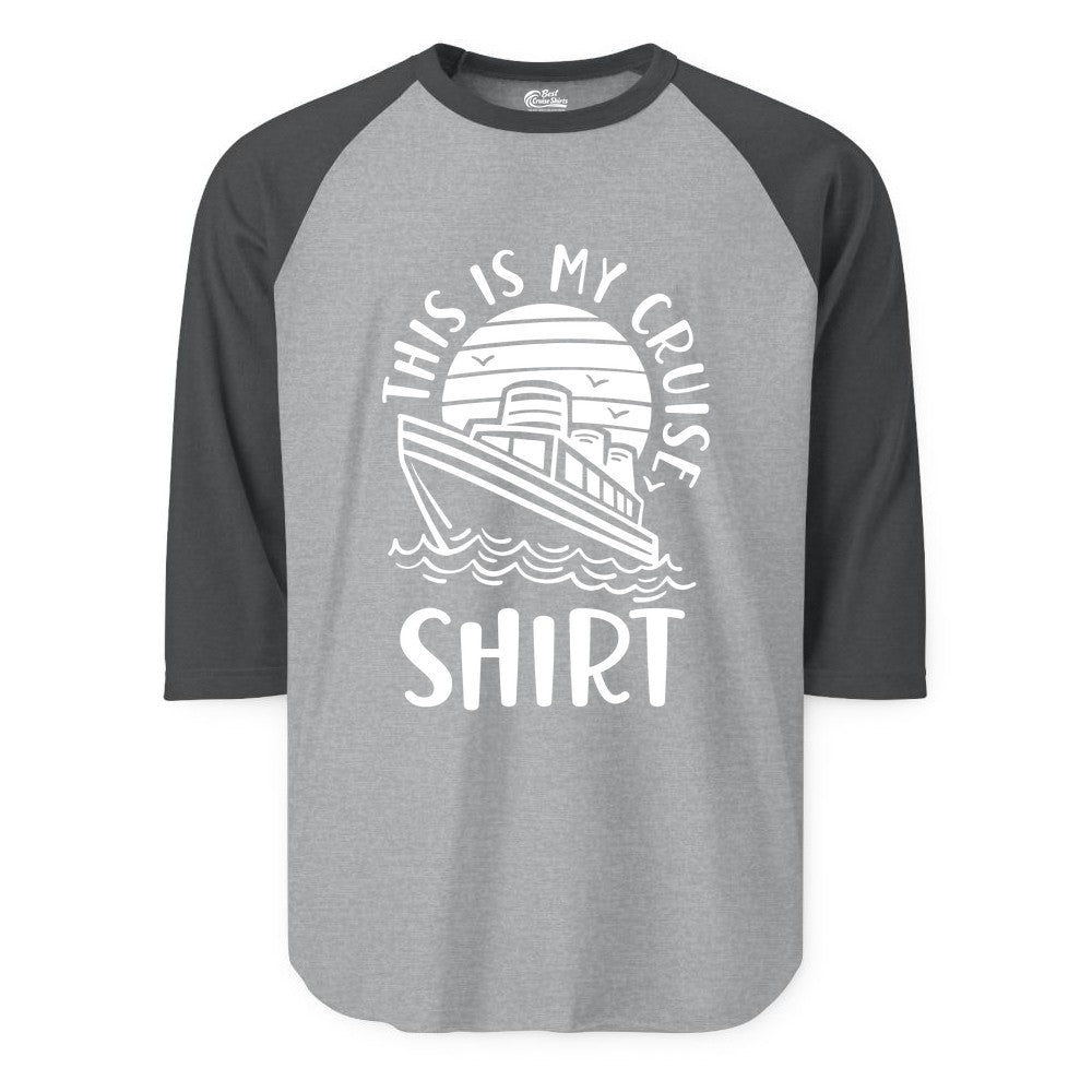 This Is My Cruise Shirt - Funny Cruise Ship Shirt for Vacation (Raglan) in Heather GreyHeather Charcoal - This Is My Cruise Shirt - Funny Cruise Ship Sun Ocean T-Shirt Design
