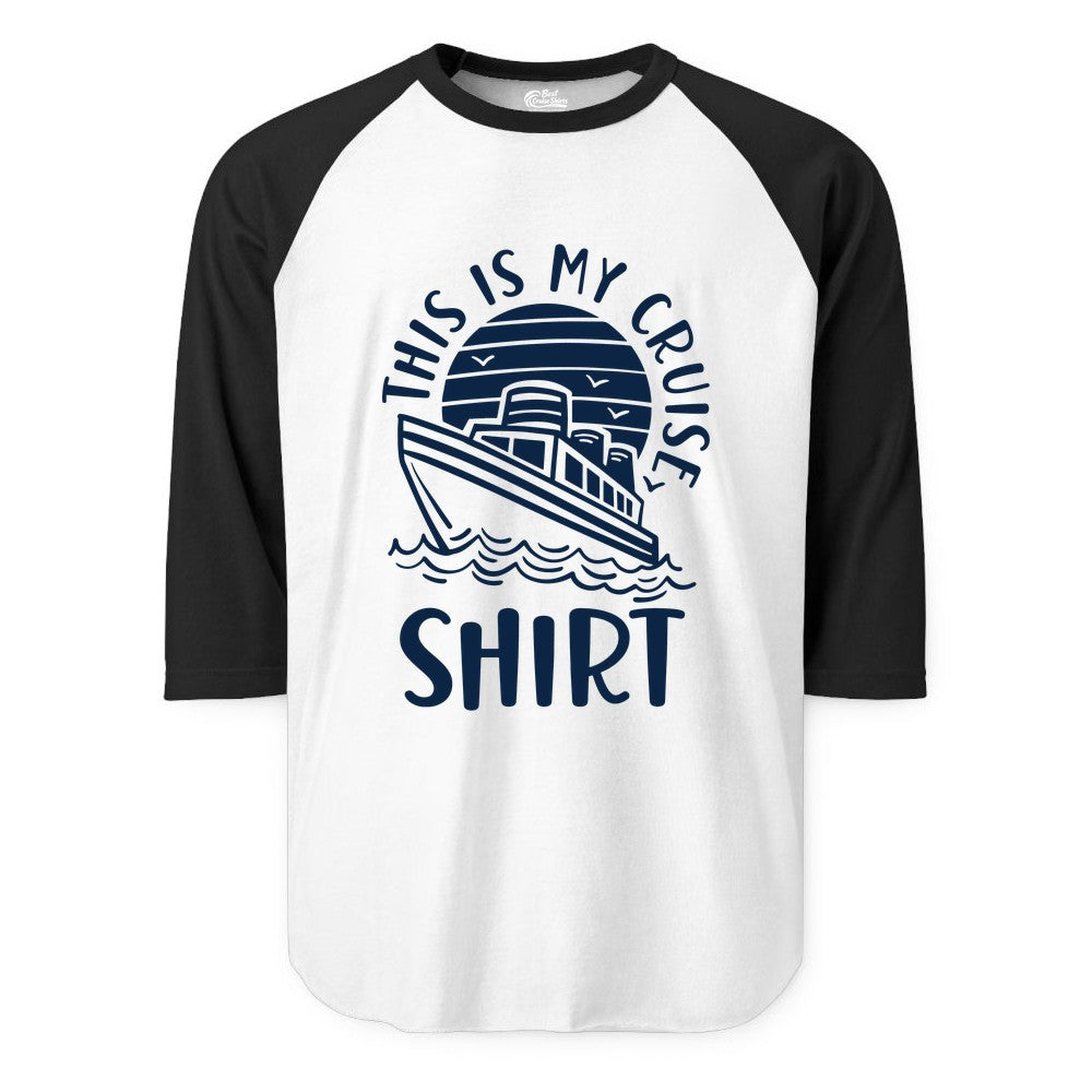 This Is My Cruise Shirt - Funny Cruise Ship Shirt for Vacation (Raglan) in WhiteBlack - This Is My Cruise Shirt - Funny Cruise Ship Sun Ocean T-Shirt Design