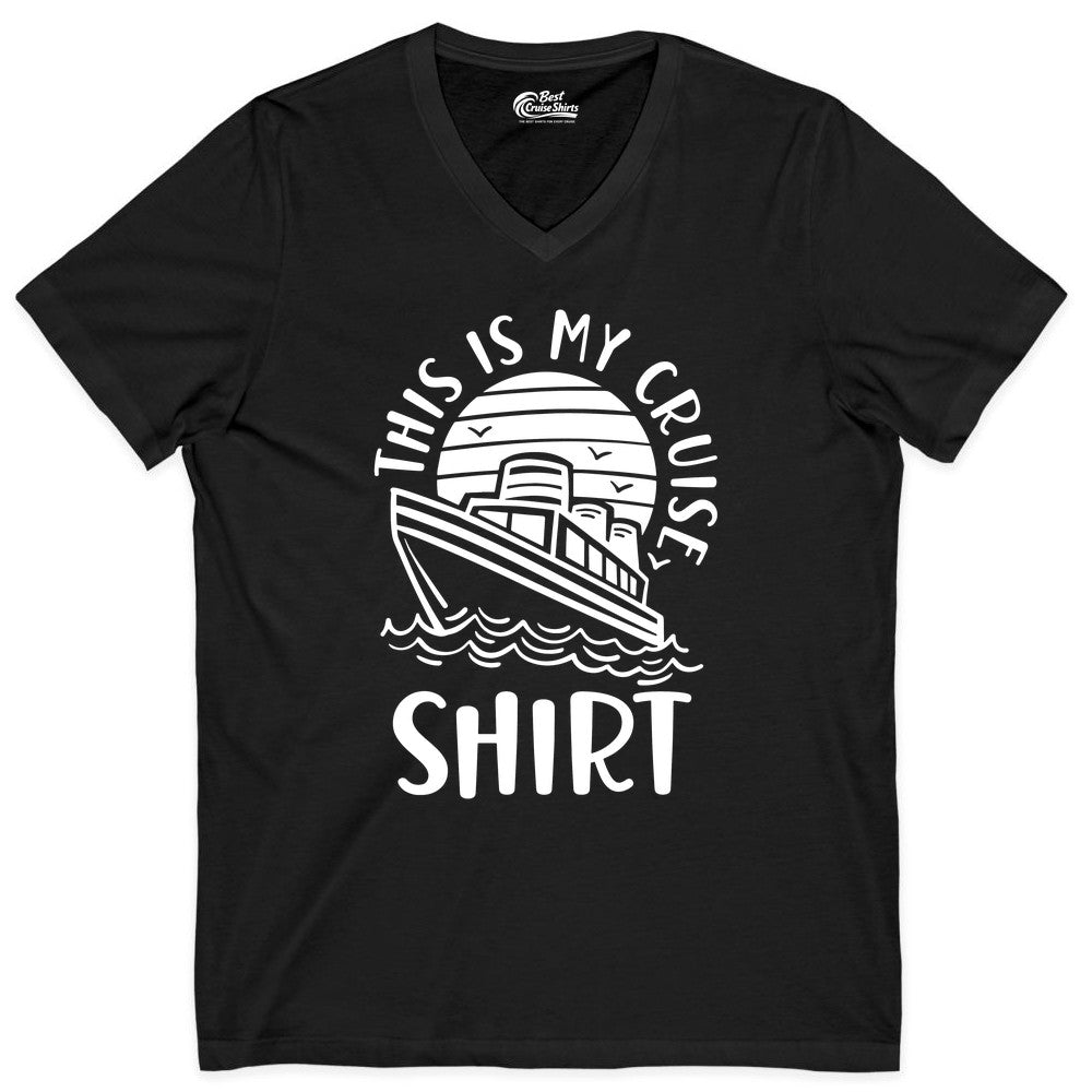 This Is My Cruise Shirt - Funny Cruise Ship Shirt for Vacation (V-Neck) in Black - This Is My Cruise Shirt - Funny Cruise Ship Sun Ocean T-Shirt Design