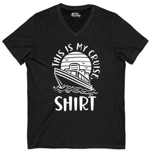 This Is My Cruise Shirt - Funny Cruise Ship Shirt for Vacation (V-Neck) in Black - This Is My Cruise Shirt - Funny Cruise Ship Sun Ocean T-Shirt Design