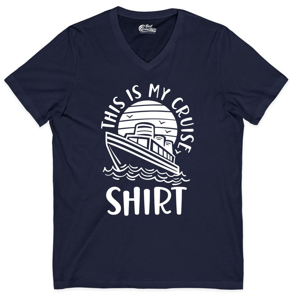 This Is My Cruise Shirt - Funny Cruise Ship Shirt for Vacation (V-Neck) in Navy - This Is My Cruise Shirt - Funny Cruise Ship Sun Ocean T-Shirt Design
