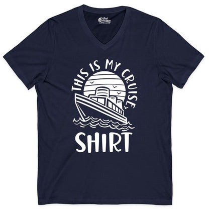 This Is My Cruise Shirt - Funny Cruise Ship Shirt for Vacation (V-Neck) in Navy - This Is My Cruise Shirt - Funny Cruise Ship Sun Ocean T-Shirt Design