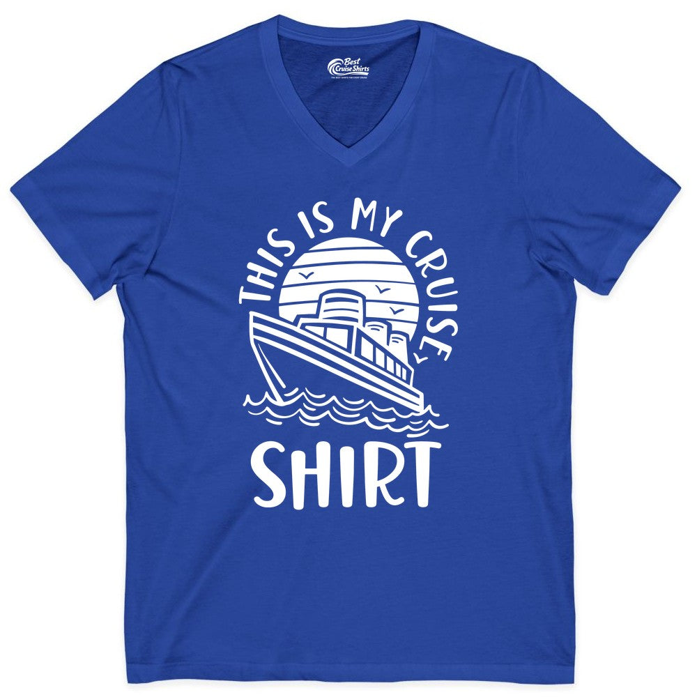 This Is My Cruise Shirt - Funny Cruise Ship Shirt for Vacation (V-Neck) in True Royal - This Is My Cruise Shirt - Funny Cruise Ship Sun Ocean T-Shirt Design