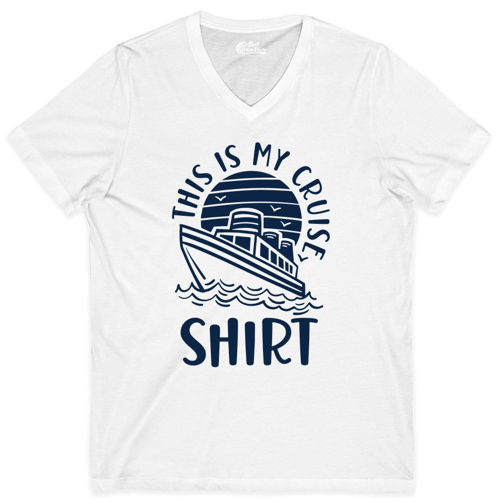 This Is My Cruise Shirt - Funny Cruise Ship Shirt for Vacation (V-Neck) in White - This Is My Cruise Shirt - Funny Cruise Ship Sun Ocean T-Shirt Design