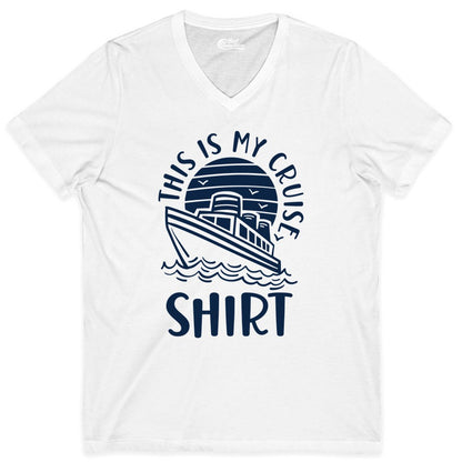 This Is My Cruise Shirt - Funny Cruise Ship Shirt for Vacation (V-Neck) in White - This Is My Cruise Shirt - Funny Cruise Ship Sun Ocean T-Shirt Design