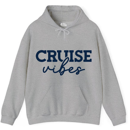 Cruise Vibes Shirt - Fun Cruise Apparel for Cruise Vacation Outfit (Hoodie) in Sport Grey - Cruise Vibes Shirt - Bold Modern Script Minimalist Cruise Apparel Design
