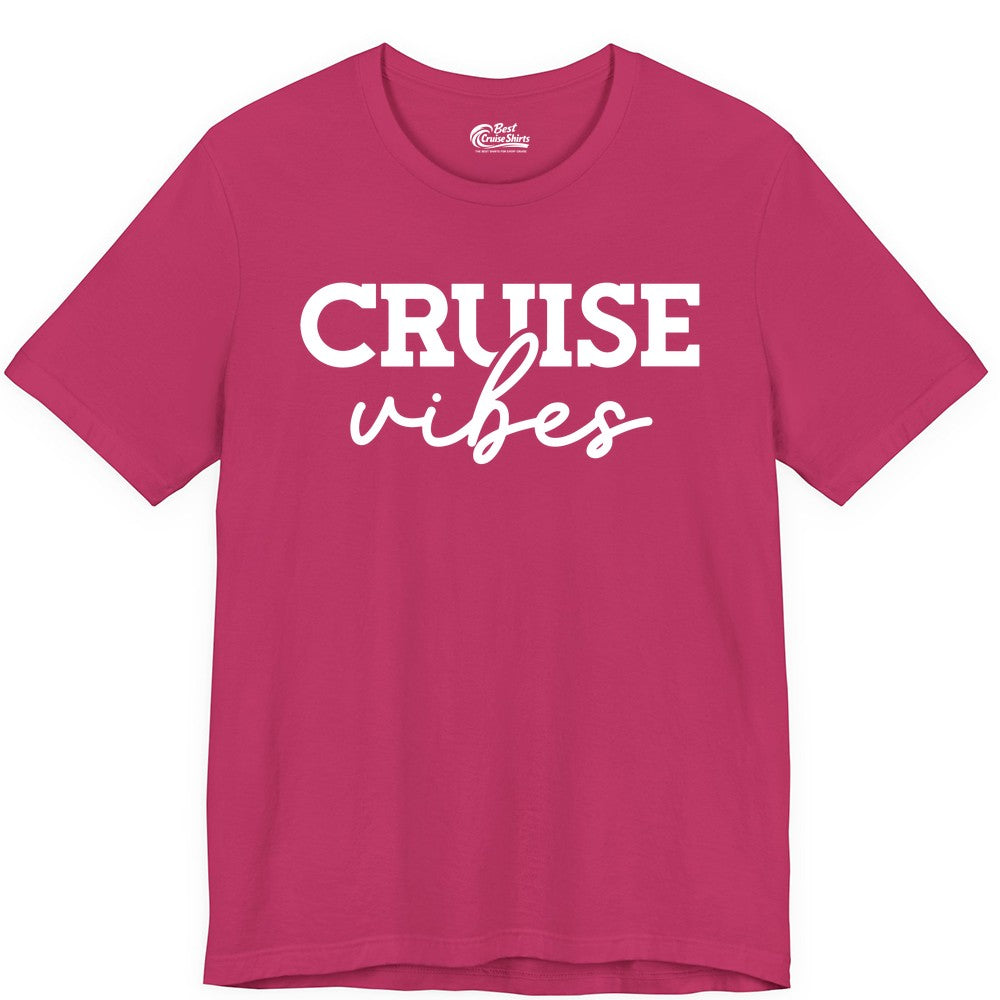 Cruise Vibes Shirt - Fun Cruise Apparel for Cruise Vacation Outfit (Premium Tee) in Berry - Cruise Vibes Shirt - Bold Modern Script Minimalist Cruise Apparel Design