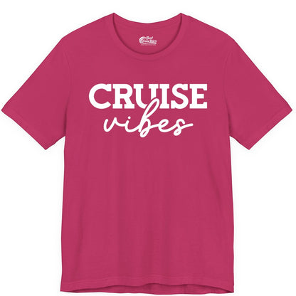 Cruise Vibes Shirt - Fun Cruise Apparel for Cruise Vacation Outfit (Premium Tee) in Berry - Cruise Vibes Shirt - Bold Modern Script Minimalist Cruise Apparel Design