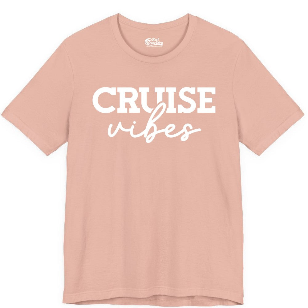 Cruise Vibes Shirt - Fun Cruise Apparel for Cruise Vacation Outfit (Premium Tee) in Peach - Cruise Vibes Shirt - Bold Modern Script Minimalist Cruise Apparel Design