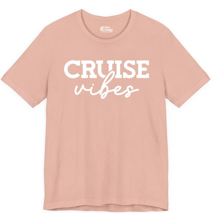 Cruise Vibes Shirt - Fun Cruise Apparel for Cruise Vacation Outfit (Premium Tee) in Peach - Cruise Vibes Shirt - Bold Modern Script Minimalist Cruise Apparel Design