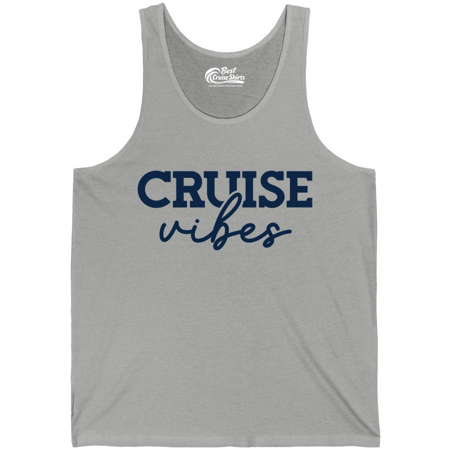 Cruise Vibes Shirt - Fun Cruise Apparel for Cruise Vacation Outfit (Tank Top) in Athletic Heather - Cruise Vibes Shirt - Bold Modern Script Minimalist Cruise Apparel Design
