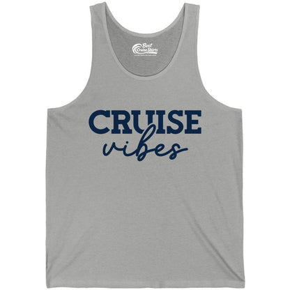 Cruise Vibes Shirt - Fun Cruise Apparel for Cruise Vacation Outfit (Tank Top) in Athletic Heather - Cruise Vibes Shirt - Bold Modern Script Minimalist Cruise Apparel Design