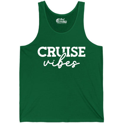 Cruise Vibes Shirt - Fun Cruise Apparel for Cruise Vacation Outfit (Tank Top) in Kelly - Cruise Vibes Shirt - Bold Modern Script Minimalist Cruise Apparel Design
