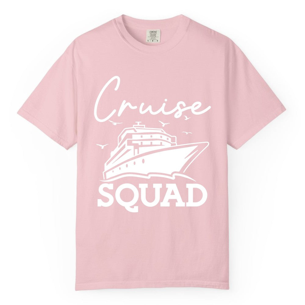 Cruise Squad Shirt - Group Cruise Shirts for Family Vacations (Comfort Color) in Blossom - Cruise Squad Group Travel Shirt Bold Ship Family Friends Tee