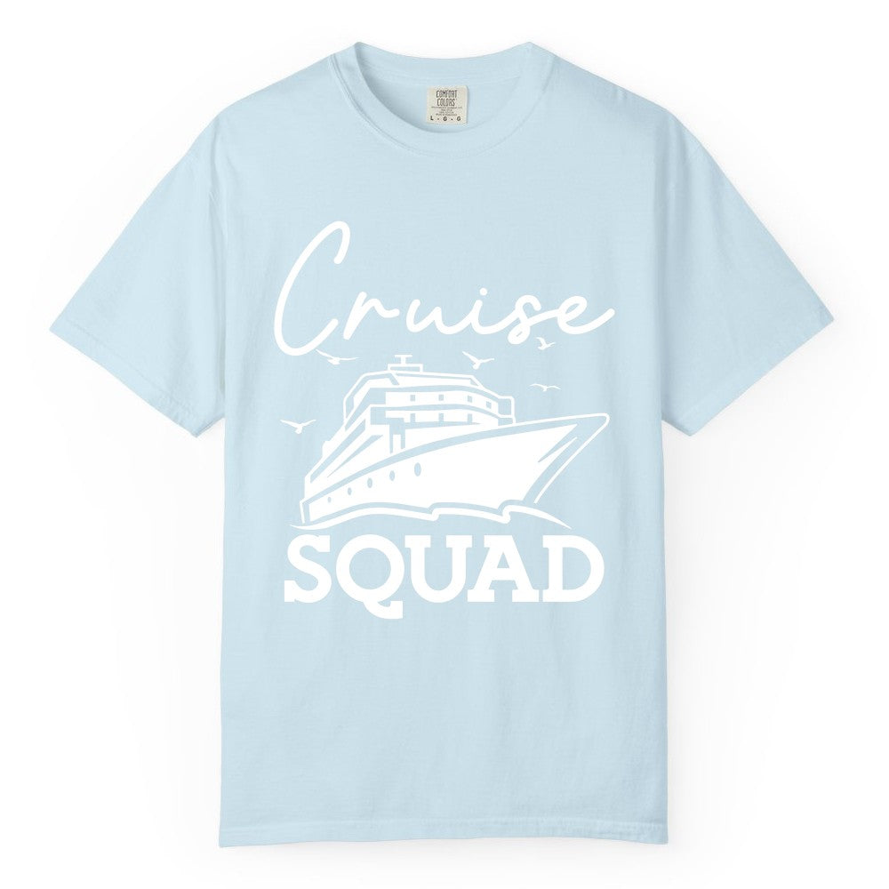 Cruise Squad Shirt - Group Cruise Shirts for Family Vacations (Comfort Color) in Chambray - Cruise Squad Group Travel Shirt Bold Ship Family Friends Tee