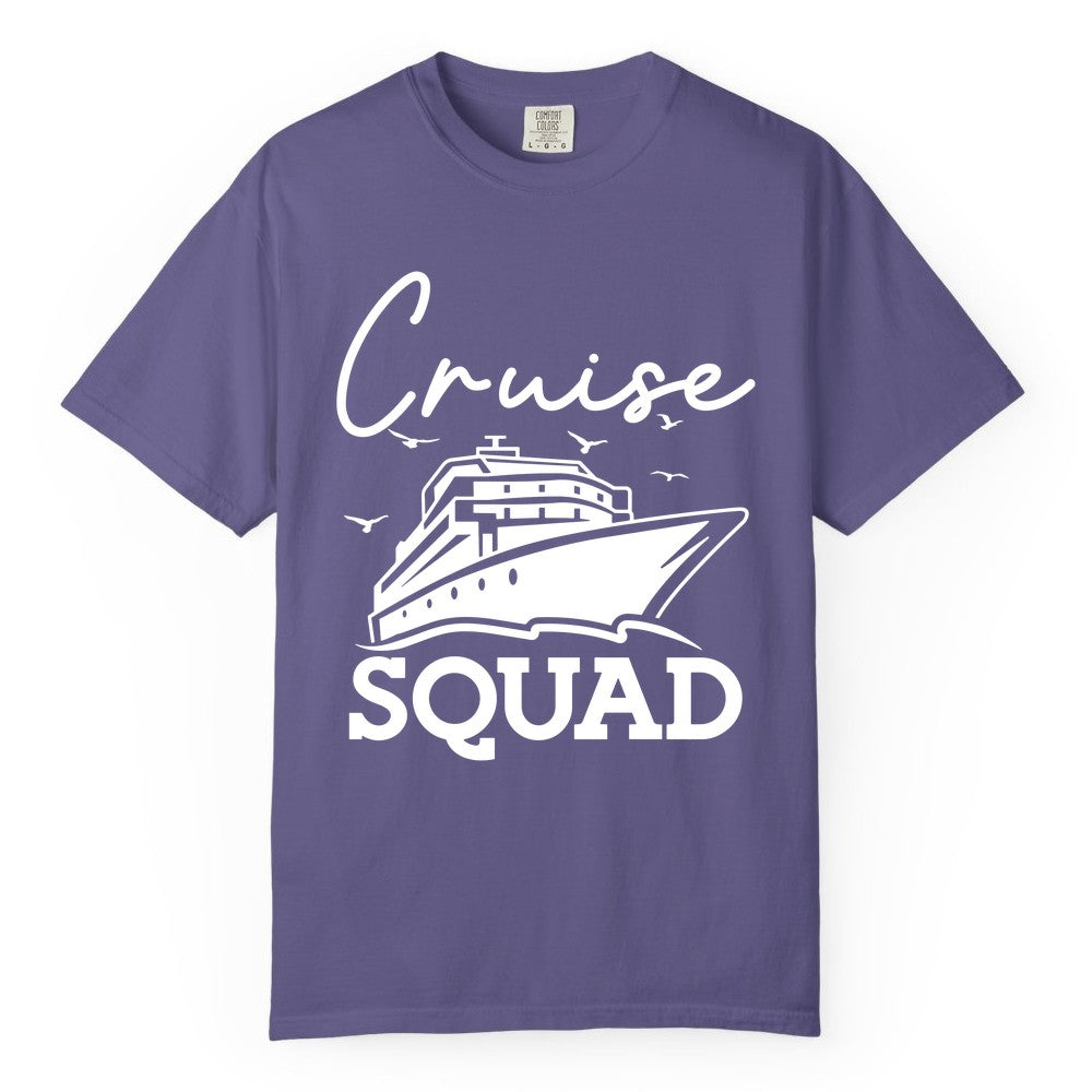 Cruise Squad Shirt - Group Cruise Shirts for Family Vacations (Comfort Color) in Grape - Cruise Squad Group Travel Shirt Bold Ship Family Friends Tee