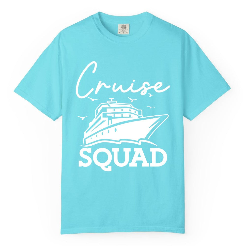 Cruise Squad Shirt - Group Cruise Shirts for Family Vacations (Comfort Color) in Lagoon Blue - Cruise Squad Group Travel Shirt Bold Ship Family Friends Tee
