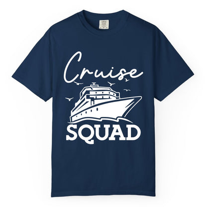 Cruise Squad Shirt - Group Cruise Shirts for Family Vacations (Comfort Color) in Navy - Cruise Squad Group Travel Shirt Bold Ship Family Friends Tee