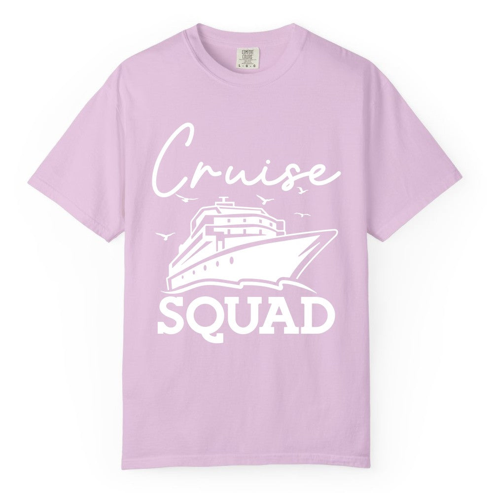 Cruise Squad Shirt - Group Cruise Shirts for Family Vacations (Comfort Color) in Orchid - Cruise Squad Group Travel Shirt Bold Ship Family Friends Tee