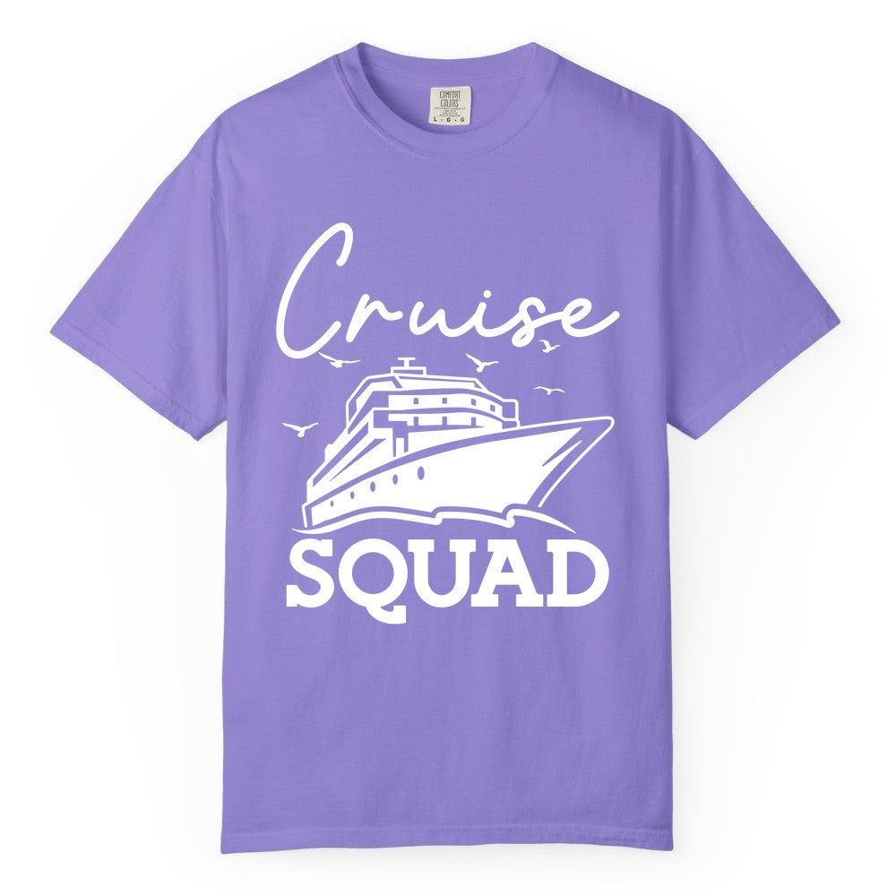 Cruise Squad Shirt - Group Cruise Shirts for Family Vacations (Comfort Color) in Violet - Cruise Squad Group Travel Shirt Bold Ship Family Friends Tee