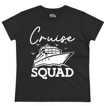 Cruise Squad Shirt - Group Cruise Shirts for Family Vacations (Ladies Tee) in Black - Cruise Squad Group Travel Shirt Bold Ship Family Friends Tee