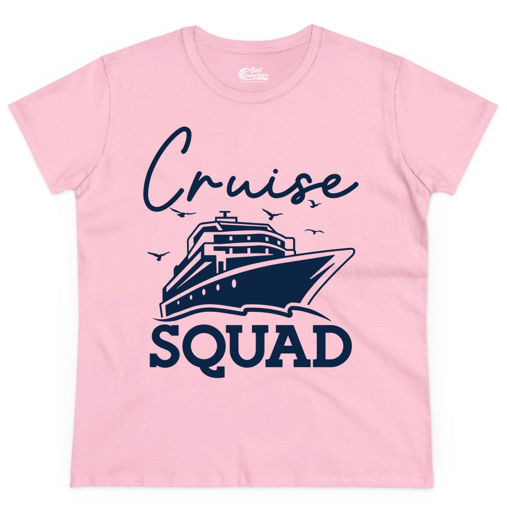 Cruise Squad Shirt - Group Cruise Shirts for Family Vacations (Ladies Tee) in Light Pink - Cruise Squad Group Travel Shirt Bold Ship Family Friends Tee